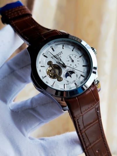 Tissot Automatic open heart (silver white brown)_img_1
