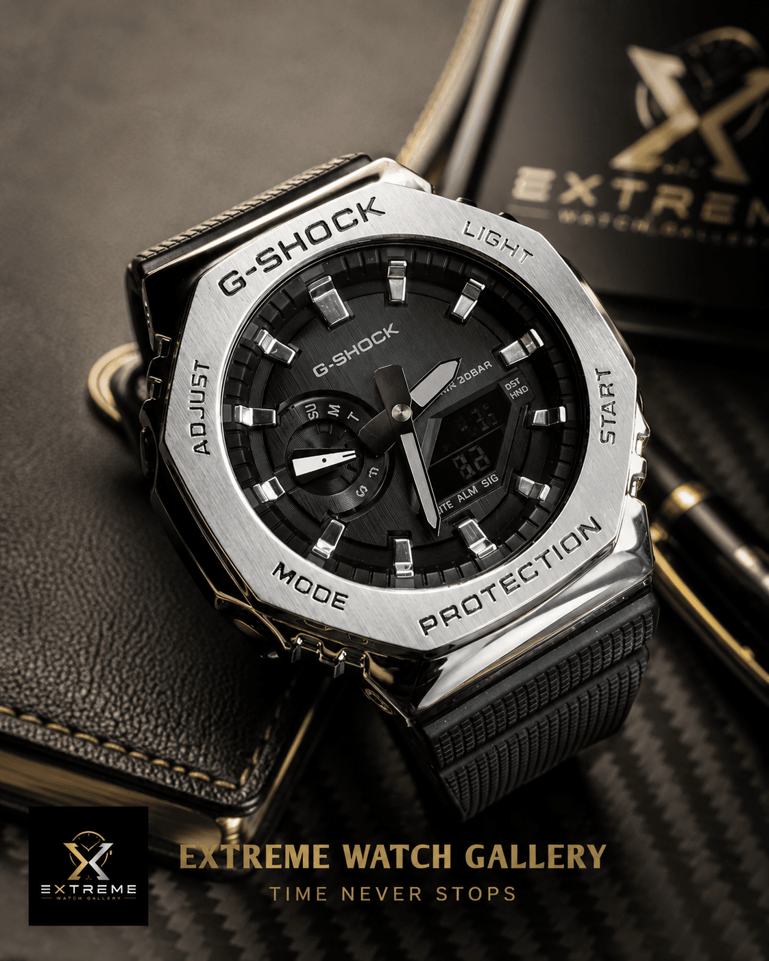 Casio G-Shock GM2100 (silver body black dial black strap)