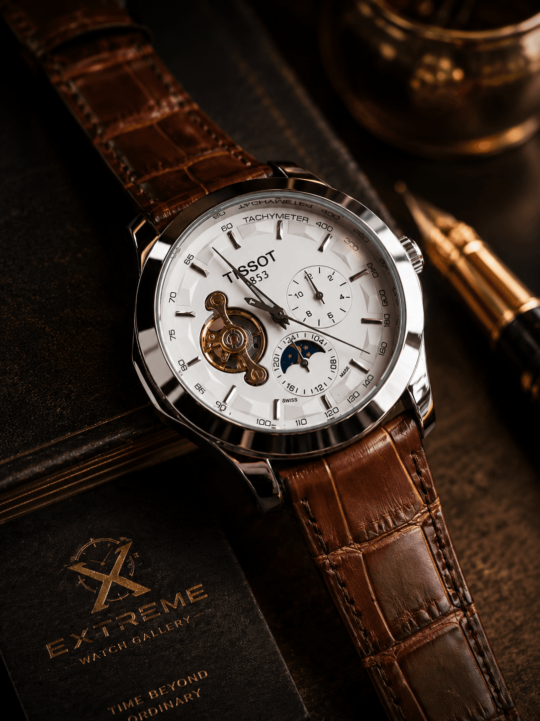 Tissot Automatic open heart (silver white brown)