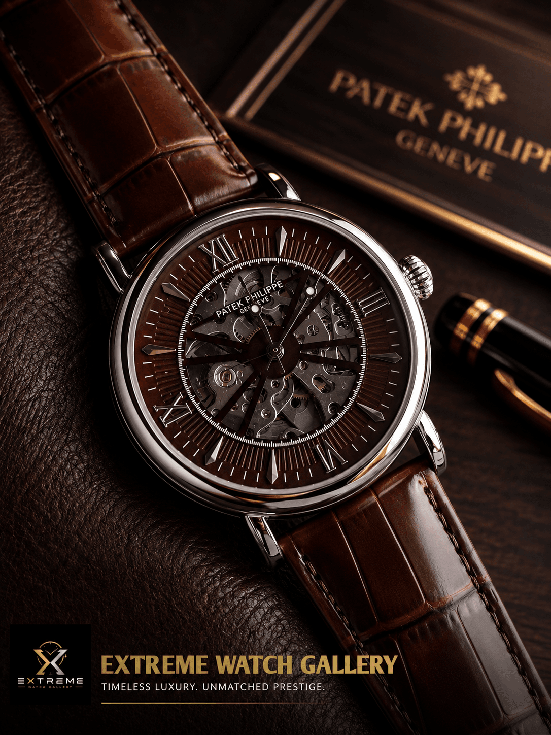Patek Philip skeleton (silver brown)