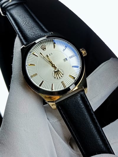 Rolex (golden case, black vesel, white dial, black belt)_img_0