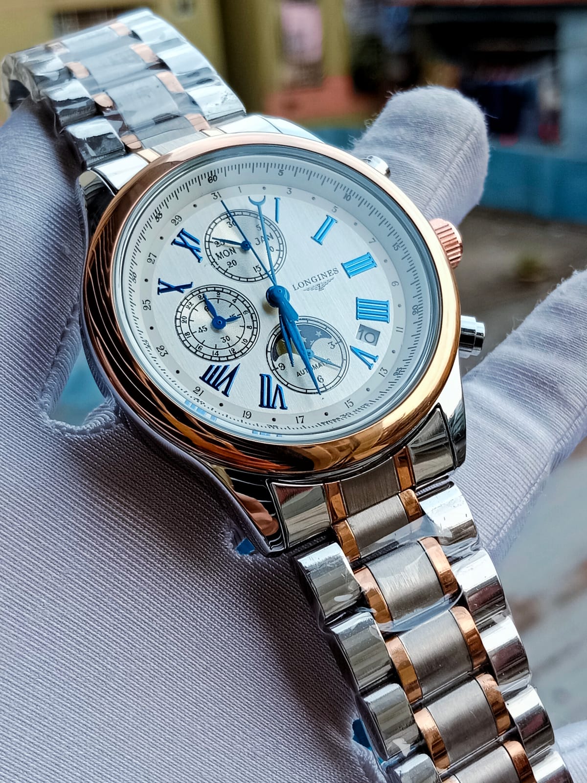 LONGINES two tone white
