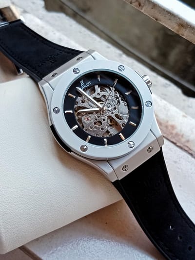 Hublot automatic silver black new dial fiber silicone strap_img_0