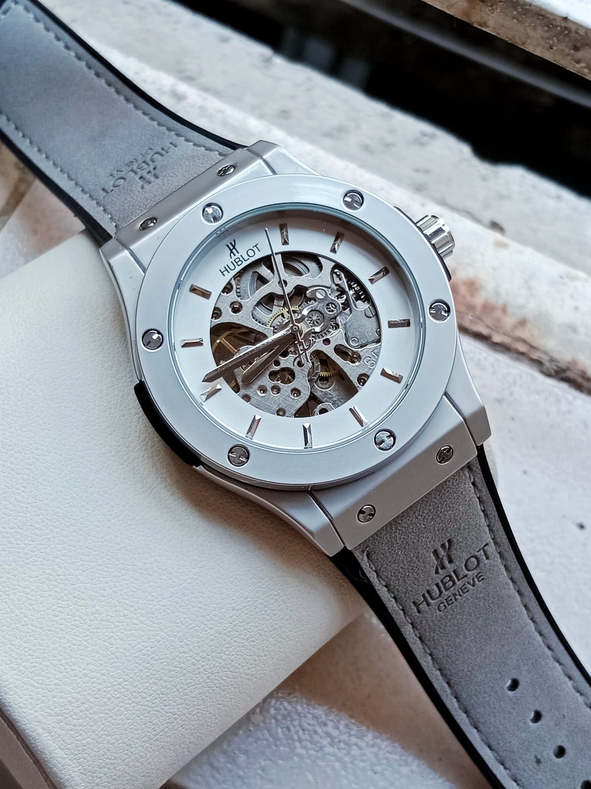 Hublot automatic silver white new dial fiber silicone strap