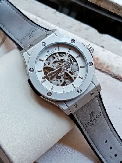 Hublot automatic silver white new dial fiber silicone strap_img_0