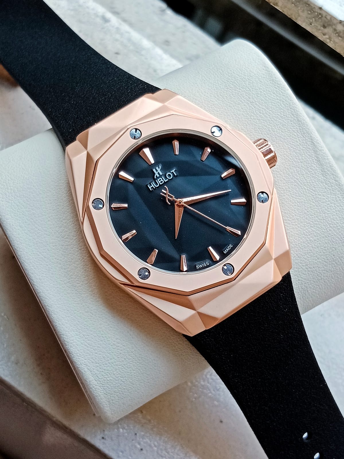 Hublot automatic Orlanski Rose gold black silicone strap
