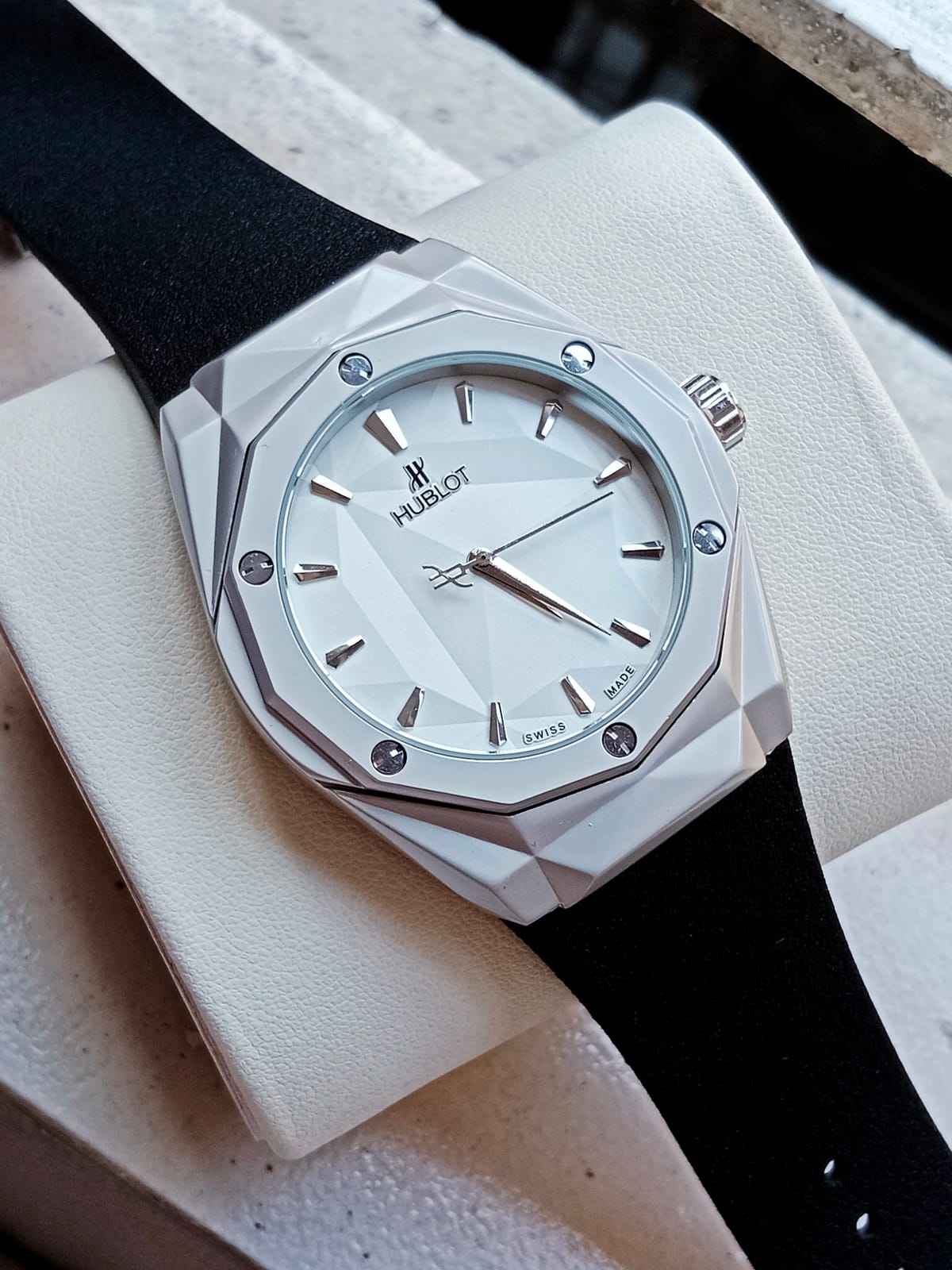 Hublot automatic Orlanski silver white black silicone strap