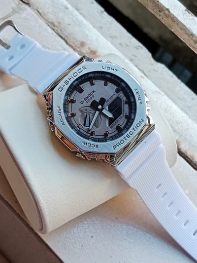 Gshock Gm 2100 silver grey with black belt_img_1