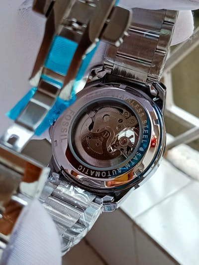 Fossil Automatic Roman numbers silver black_img_1