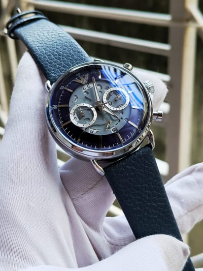 Emperio Armani oval (silver case, blue dial, blue belt)_img_0