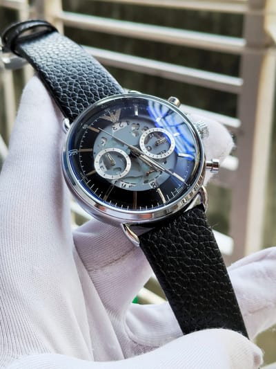 Emperio Armani Oval (silver case, black dial, black strap)_img_0