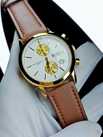 Boss (white & golden dial, golden case, brown belt)_img_0