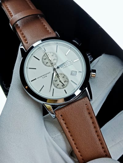 Boss (white dial, silver case, brown belt)_img_0
