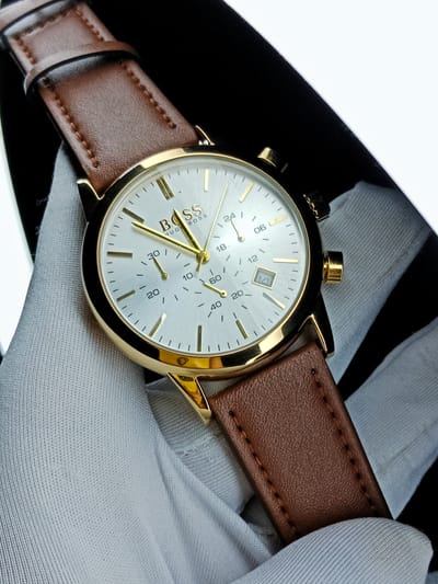 Boss (white dial, golden case, brown belt)_img_0